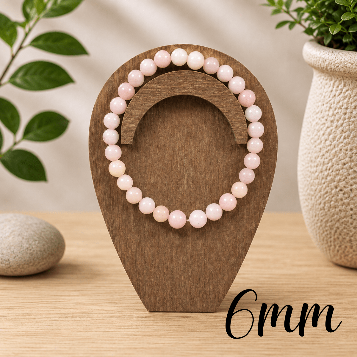 6mm Pink Opal Gemstone Bracelet