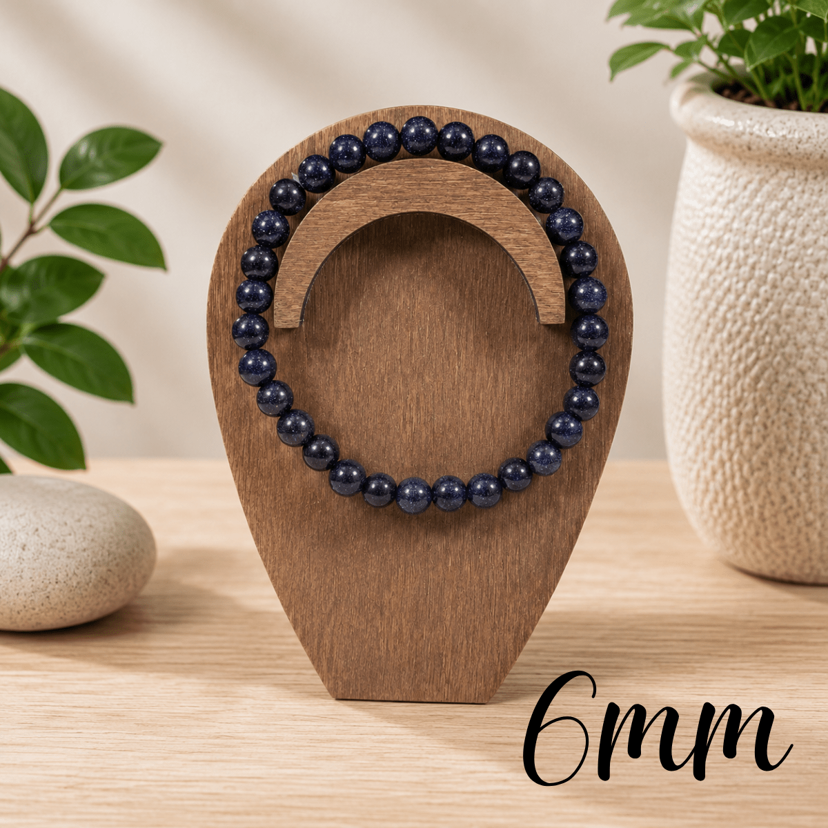 6mm Blue Goldstone Gemstone Bracelet