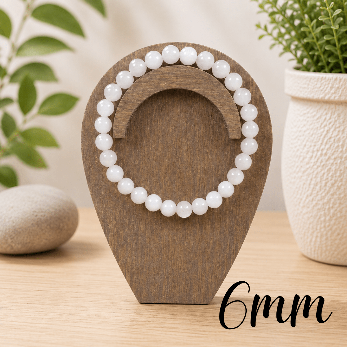 6mm White Jade Gemstone Bracelet