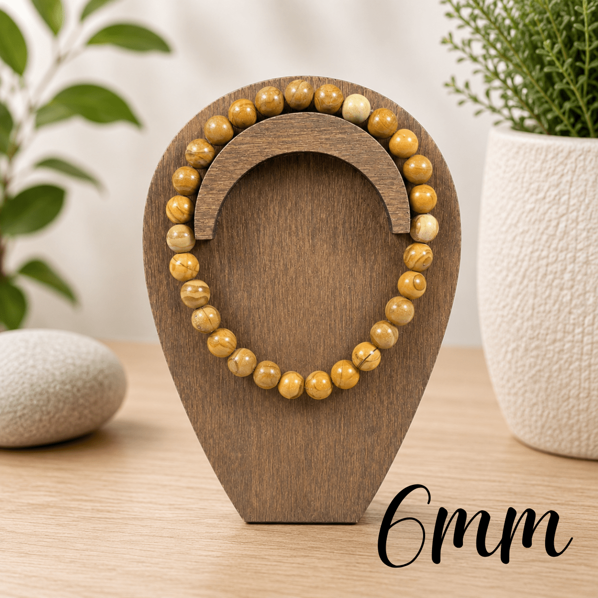6mm Wood Grain Jasper Gemstone Bracelet