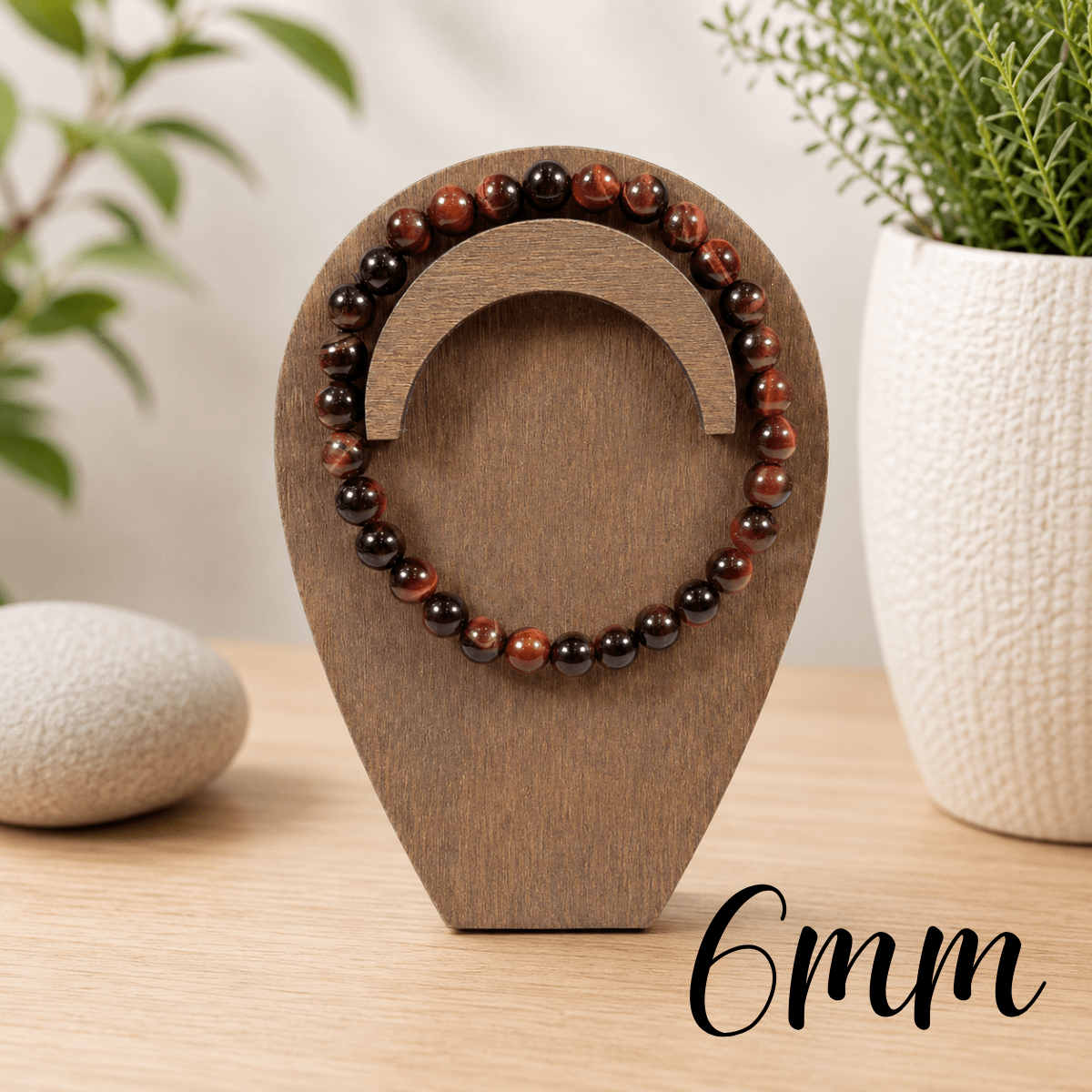 6mm Red Tiger Eye Gemstone Bracelet