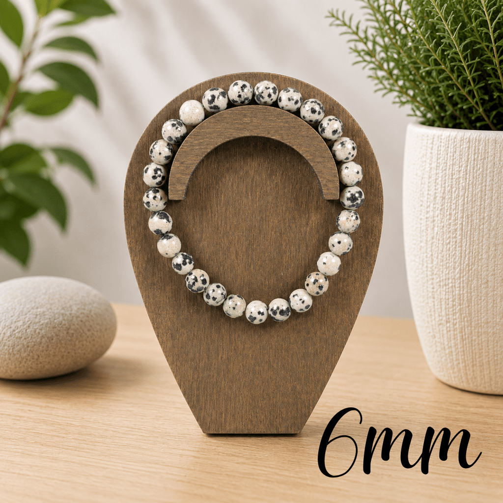 6mm Dalmatian Jasper Gemstone Bracelet