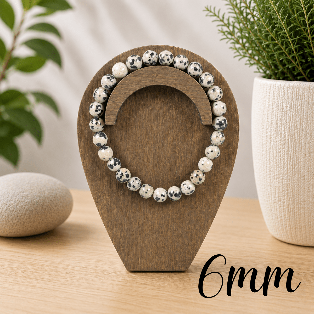6mm Dalmatian Jasper Gemstone Bracelet
