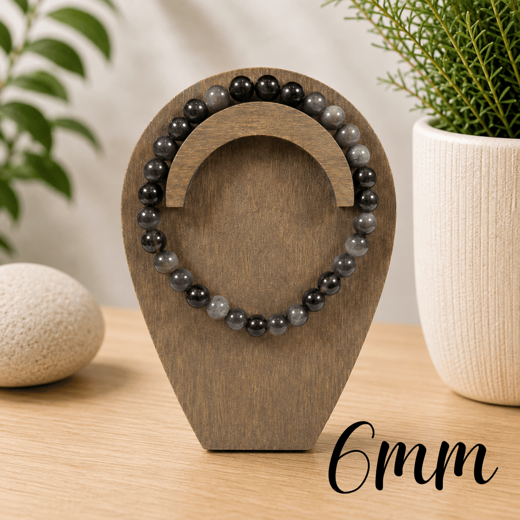 6mm Silver Sheen Obsidian Gemstone Bracelet