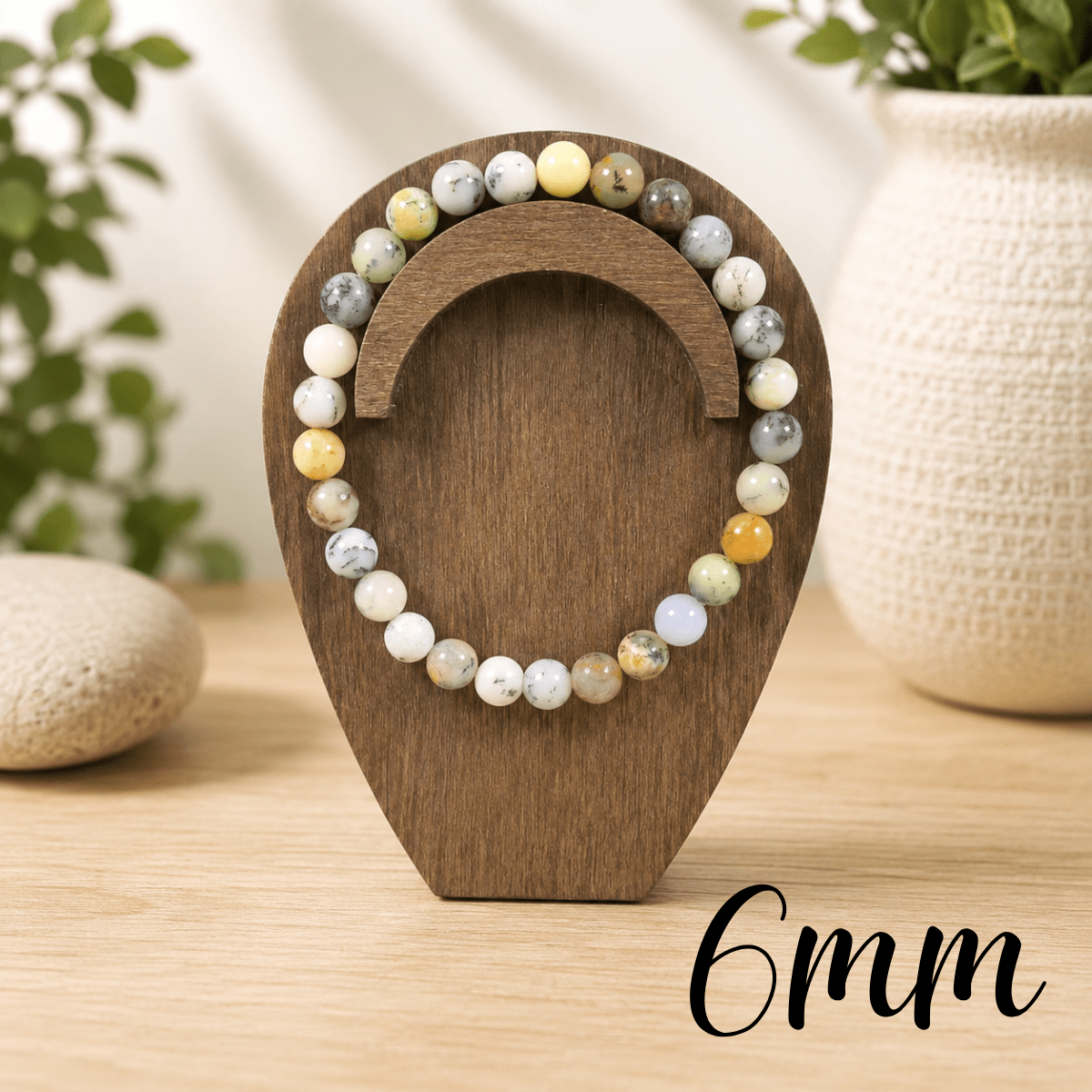 6mm Dendritic Opal Gemstone Bracelet