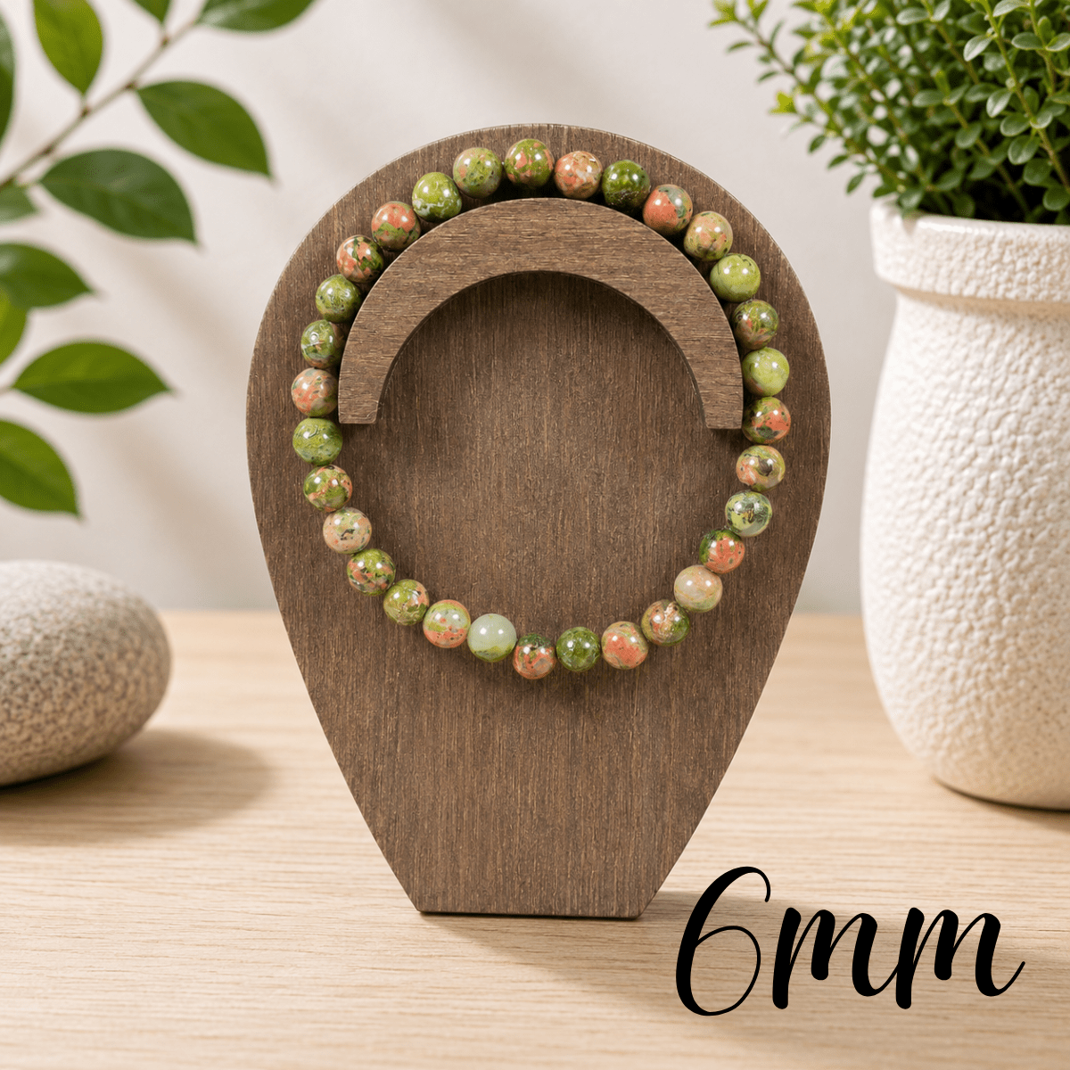 6mm Unakite Gemstone Bracelet