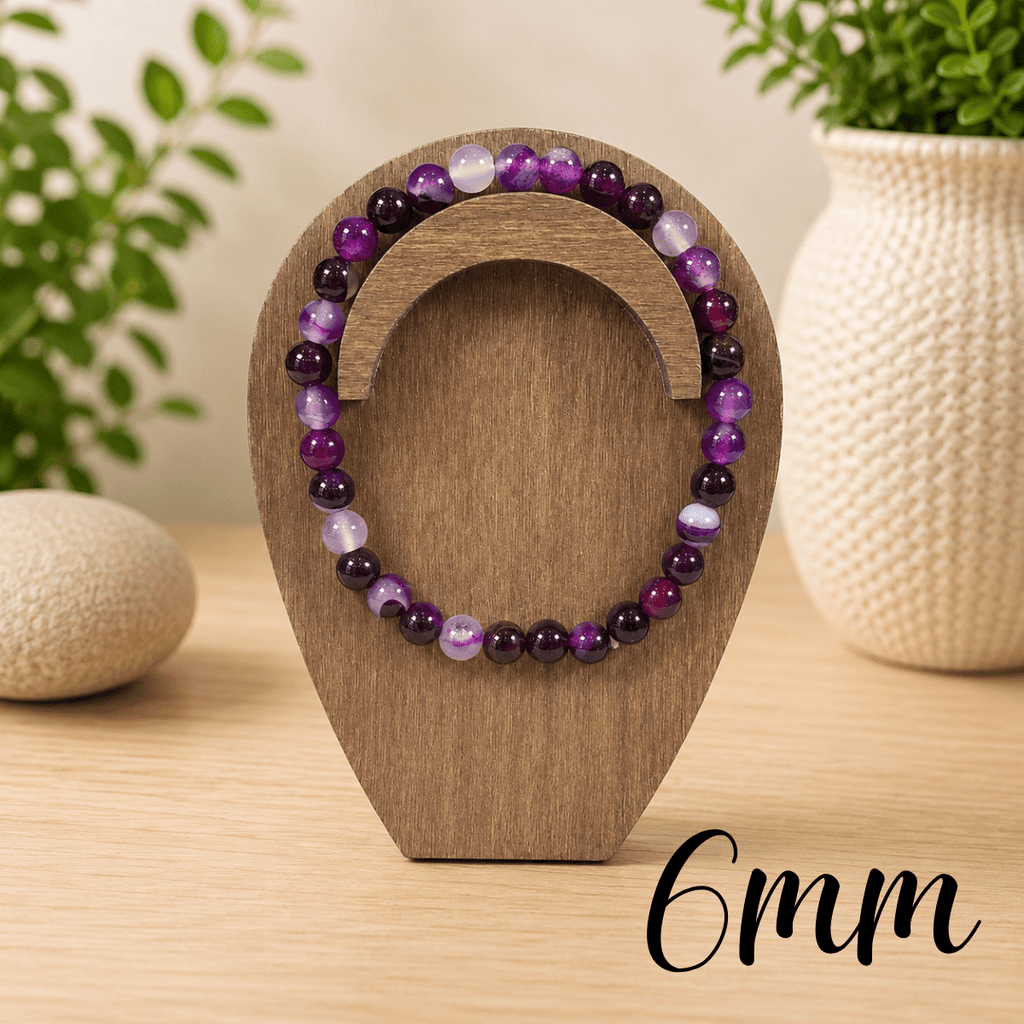 6mm Dyed Purple Agate Gemstone Bracelet