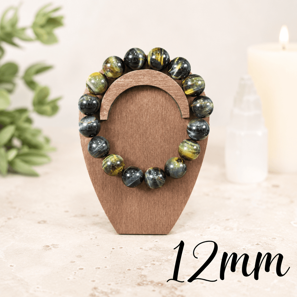 12mm Blue Tiger Eye Gemstone Bracelet