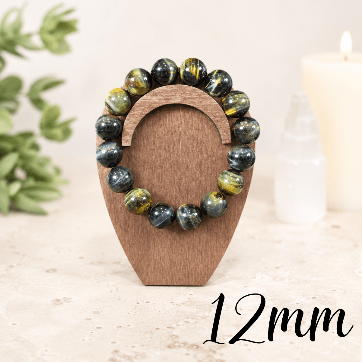 12mm Blue Tiger Eye Gemstone Bracelet
