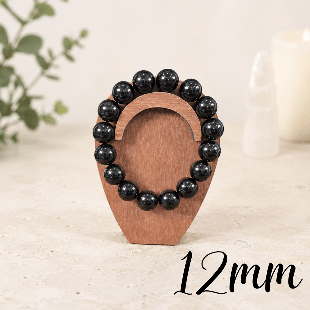 12mm Black Obsidian Gemstone Bracelet