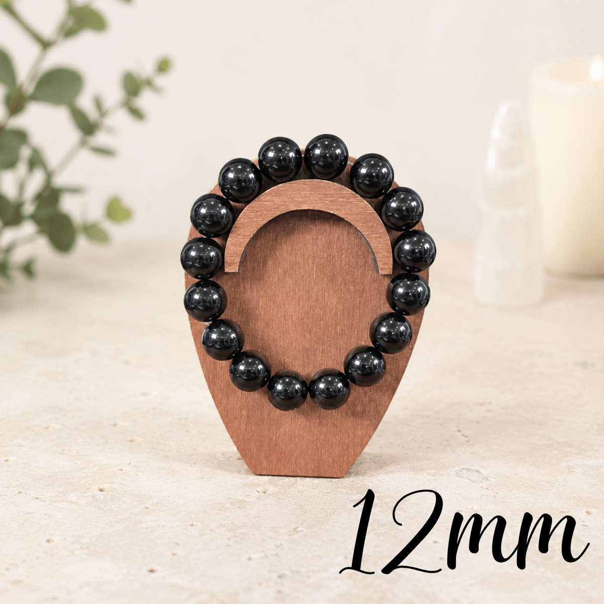 12mm Black Obsidian Gemstone Bracelet