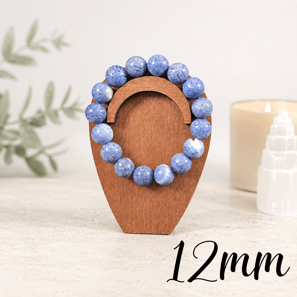 12mm Blue Coral Gemstone Bracelet