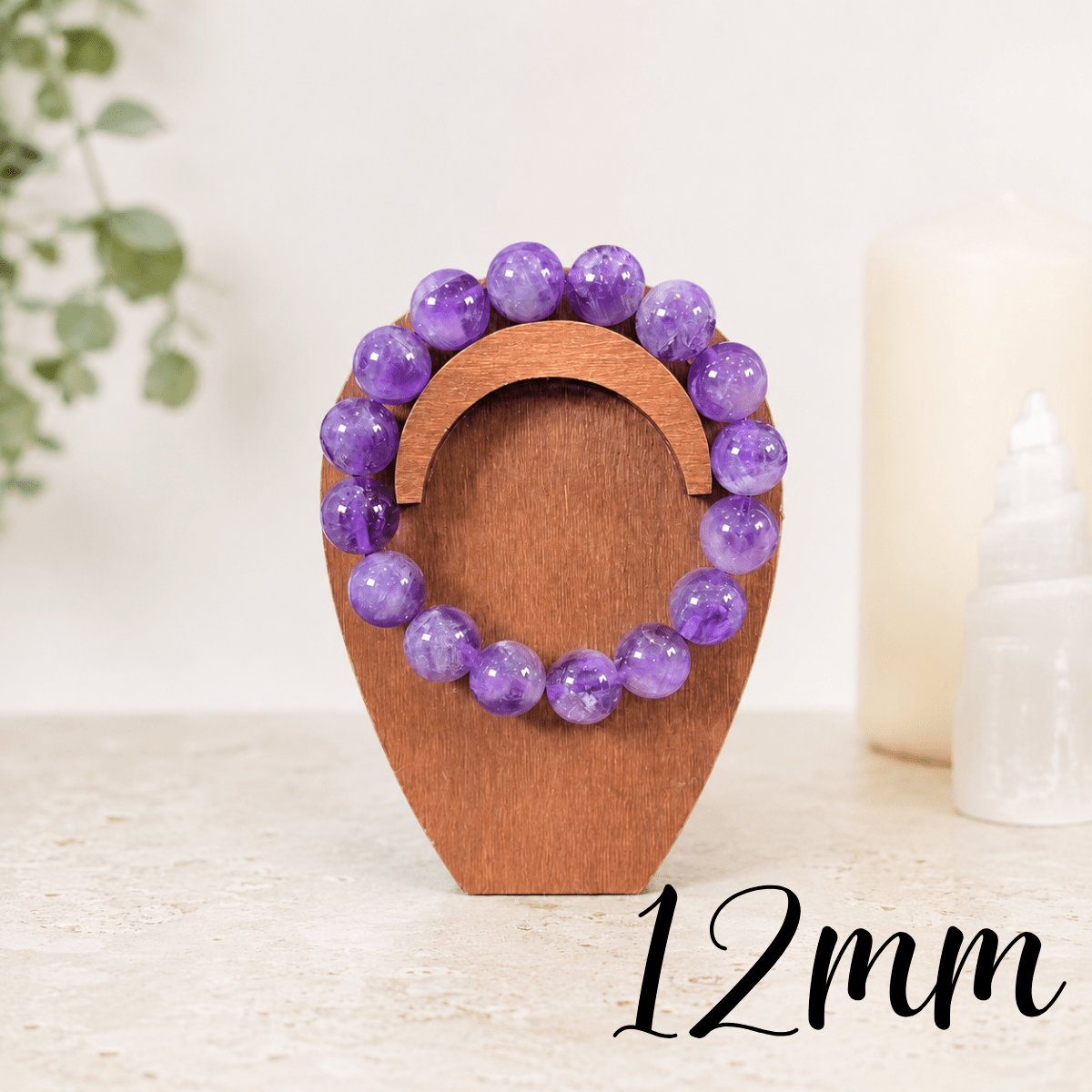 12mm Amethyst Gemstone Bracelet