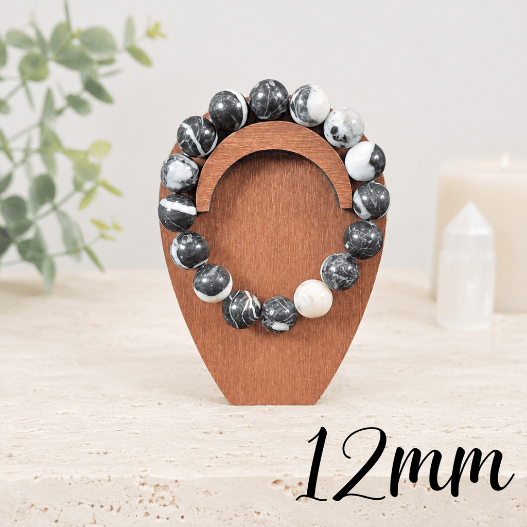 12mm Zebra Jasper Gemstone Bracelet
