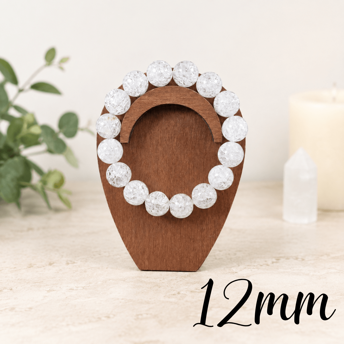 12mm Crackle Quartz Gemstone Bracelet (man made)