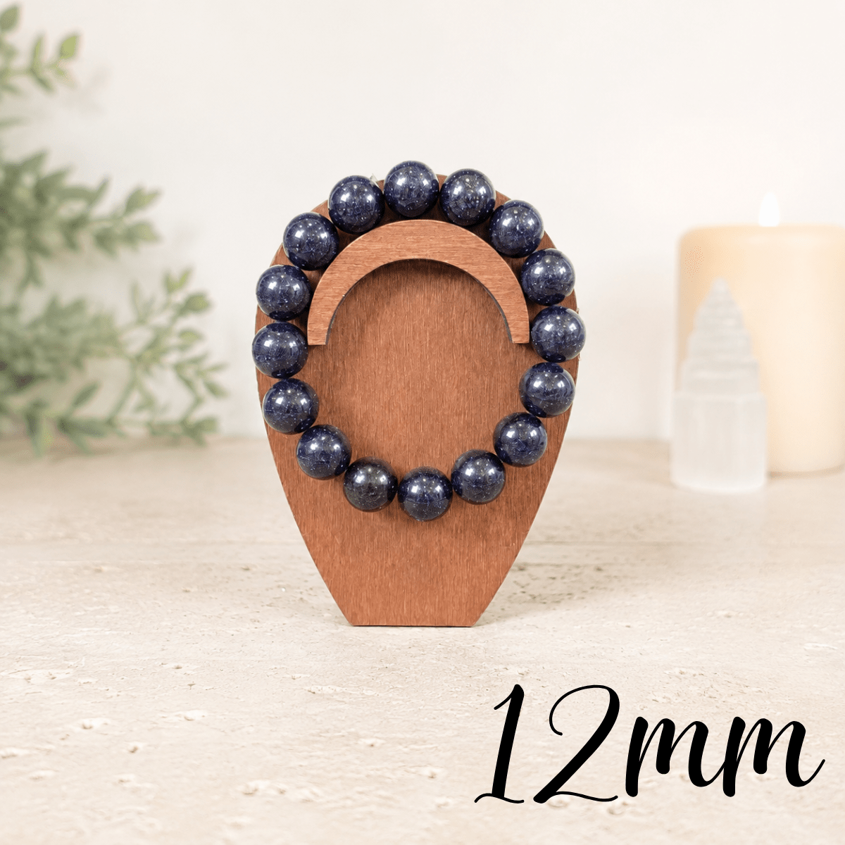 12mm Blue Goldstone Gemstone Bracelet