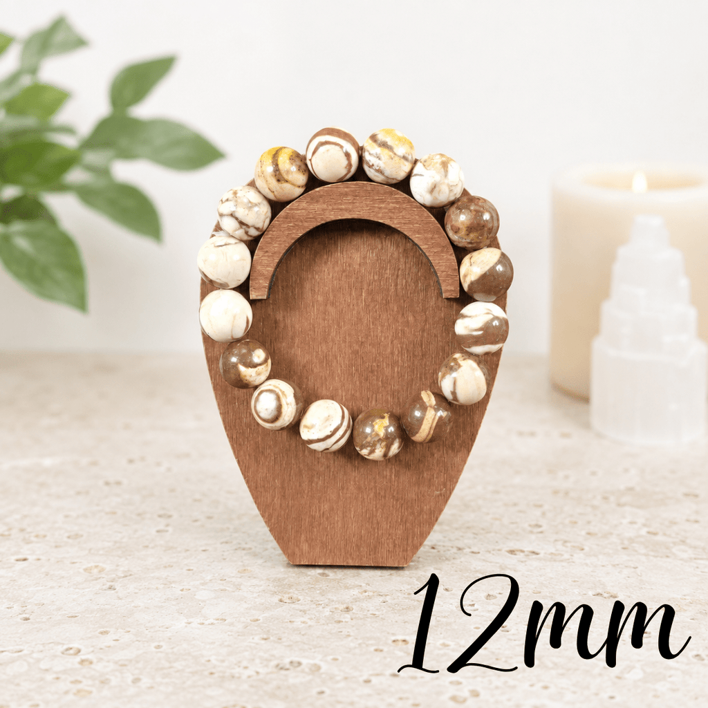 12mm Australian Zebra Jasper Gemstone Bracelet