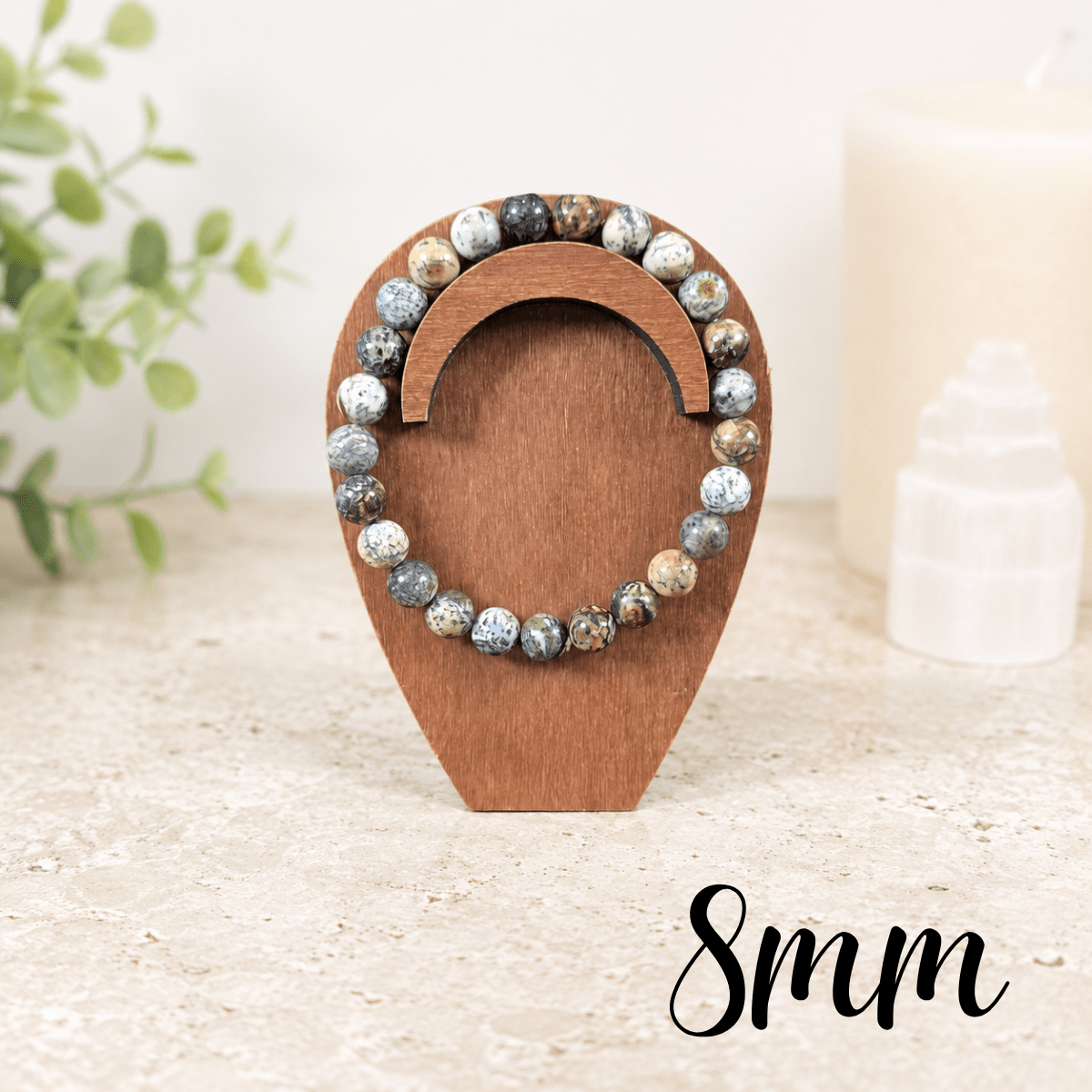 8mm Dendritic Opal Gemstone Bracelet