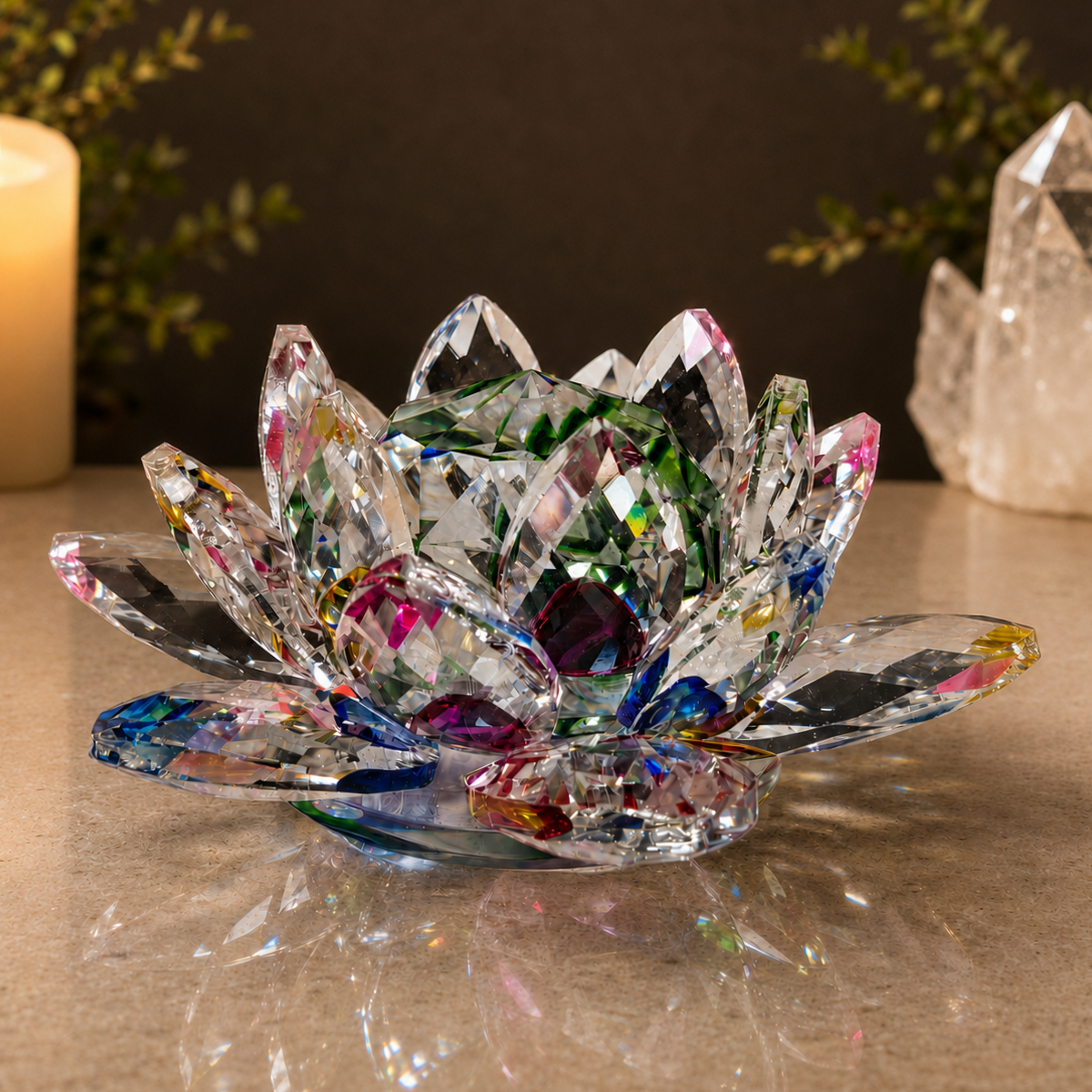 12cm AB Glass Lotus