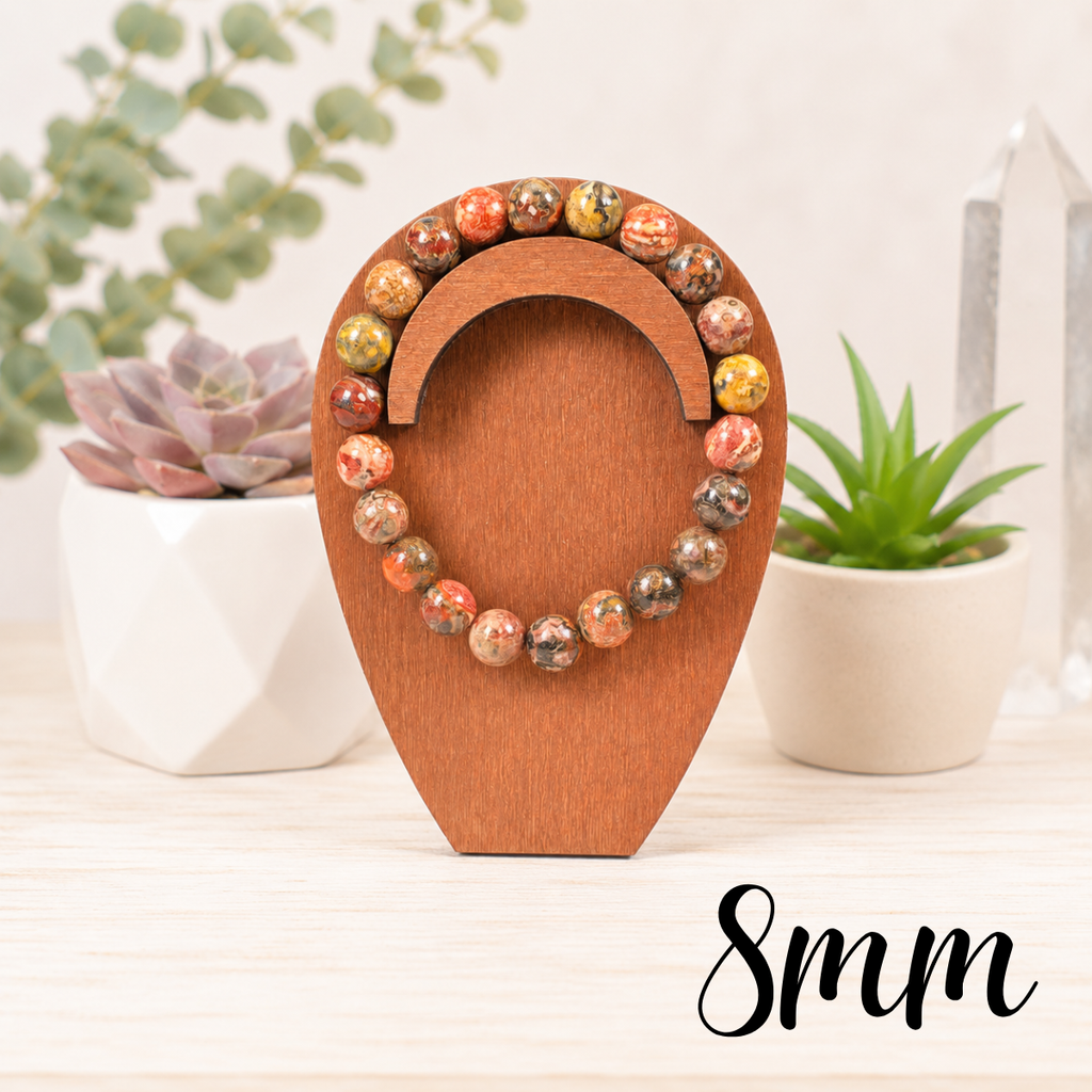 8mm Leopardskin Jasper Gemstone Bracelet
