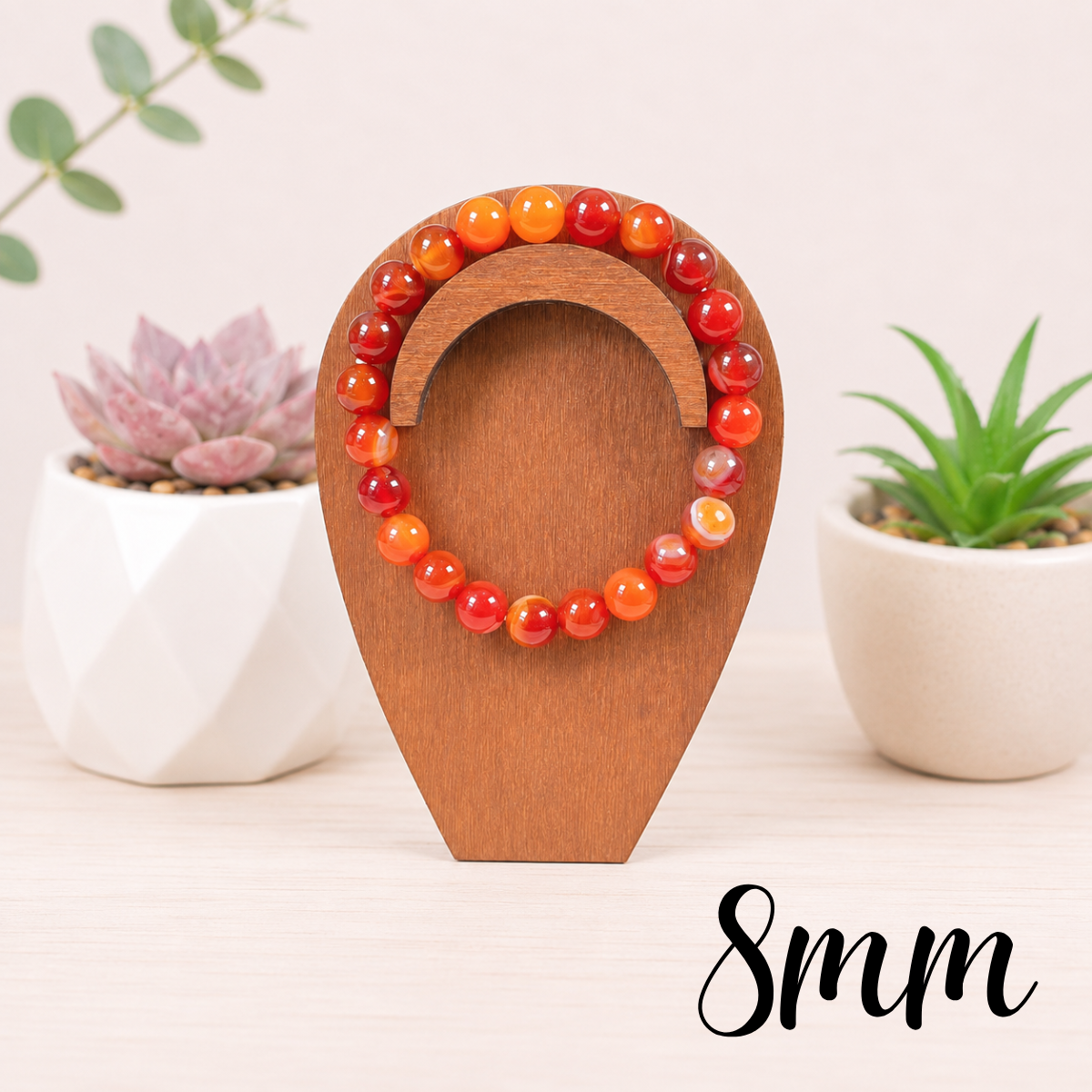 8mm Carnelian Gemstone Bracelet