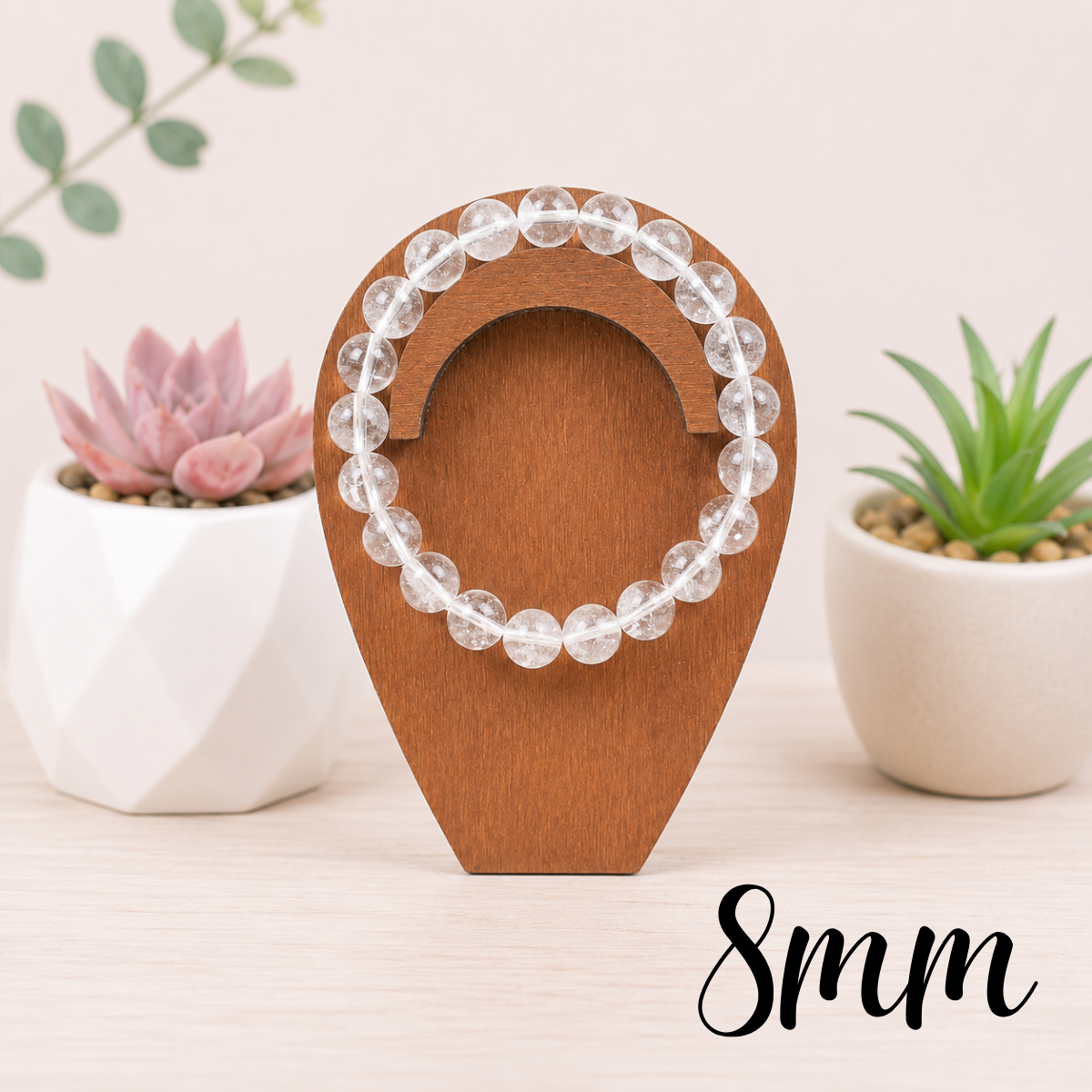 8mm Clear Quartz Gemstone Bracelet