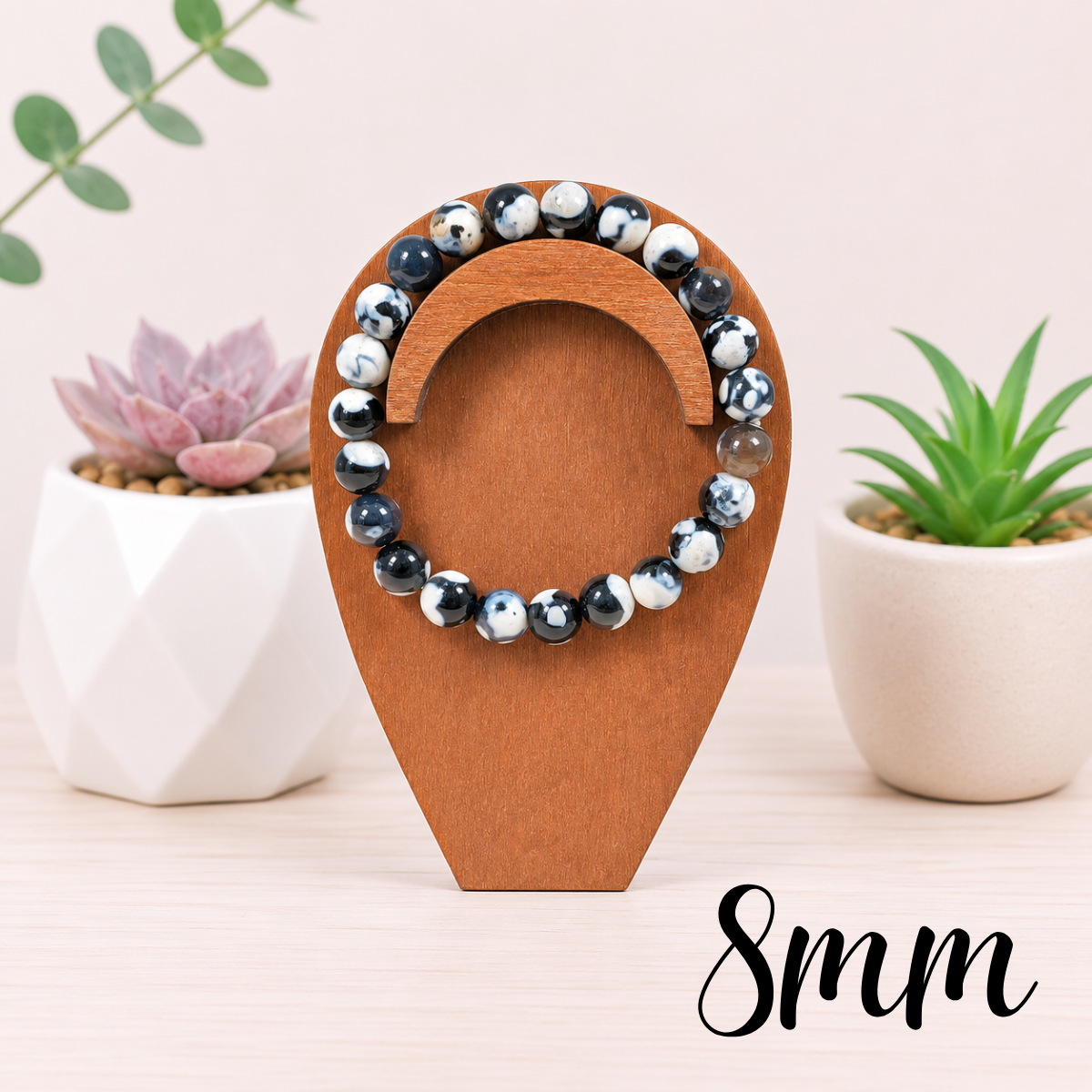 8mm Orca Agate Gemstone Bracelet