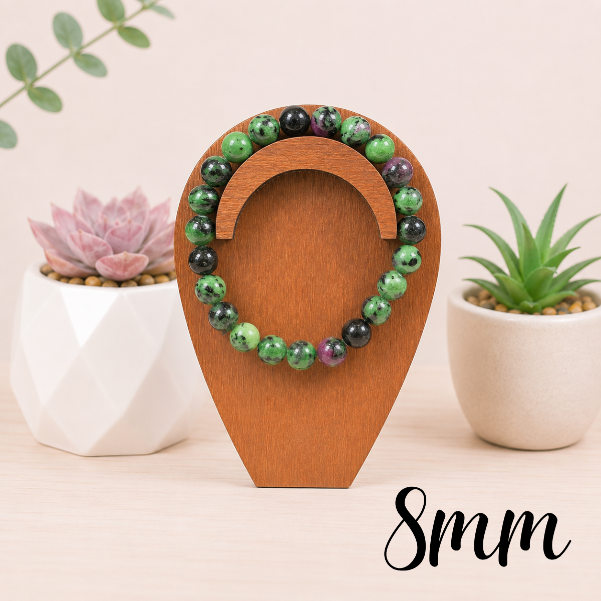 8mm Ruby Zoisite Gemstone Bracelet