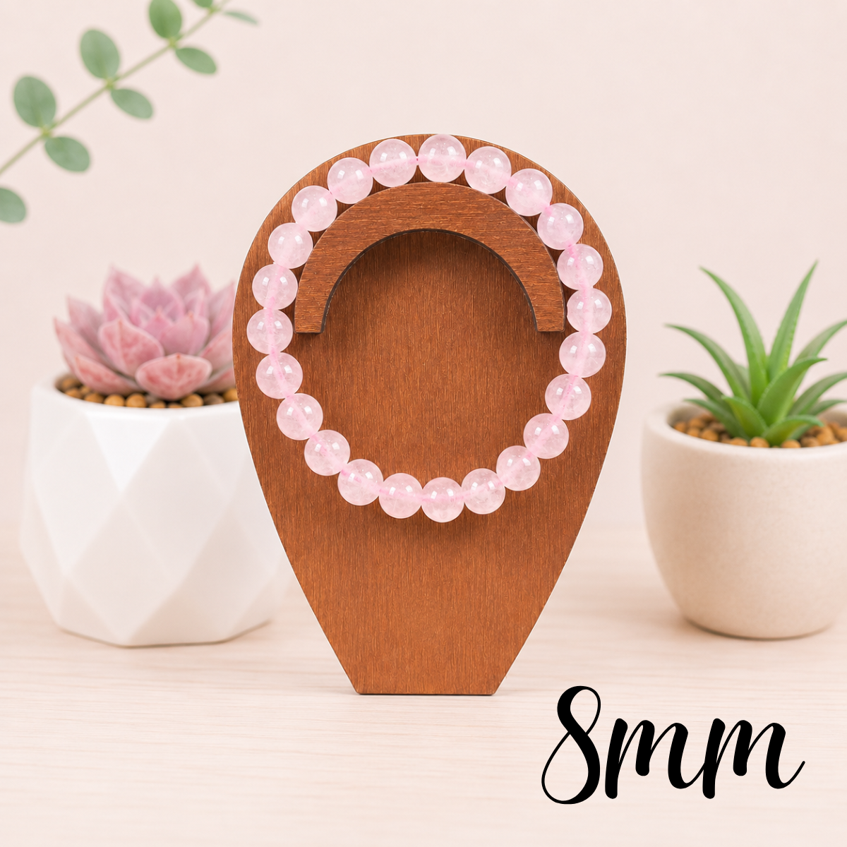 8mm Rose Quartz Gemstone Bracelet
