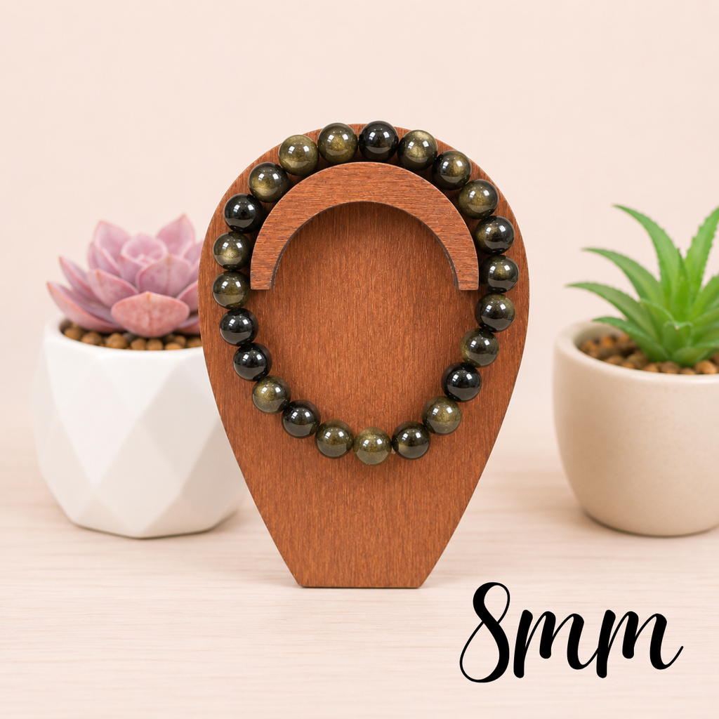 8mm Gold Sheen Obsidian Gemstone Bracelet