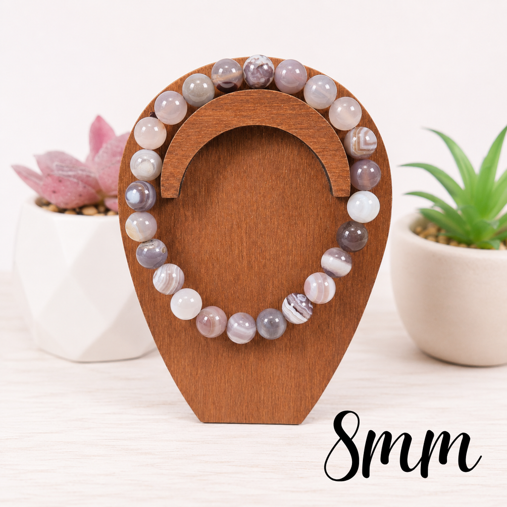 8mm Banded Agate Gemstone Bracelet