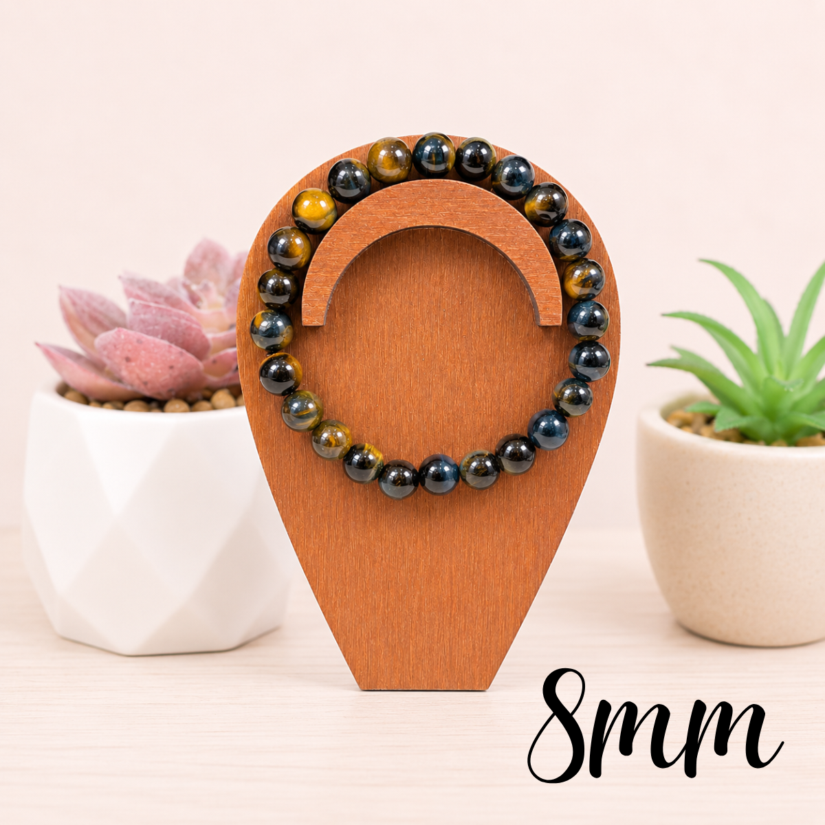 8mm Blue Tiger Eye Gemstone Bracelet