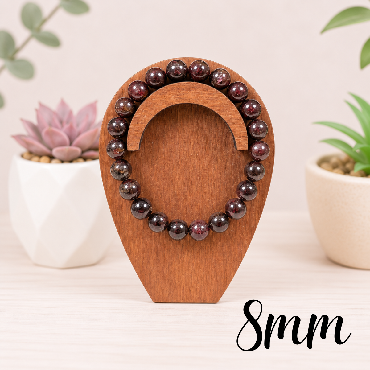 8mm Garnet Gemstone Bracelet