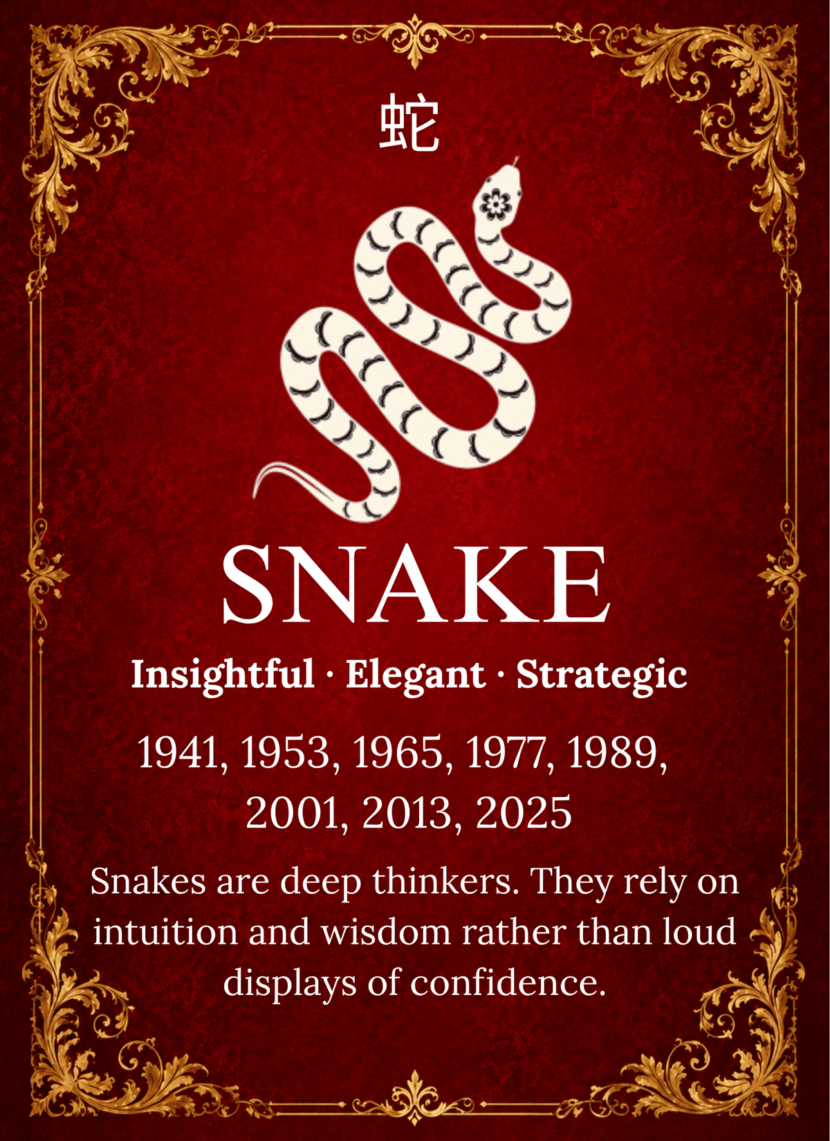 Year of the Snake Chinese Zodiac 4cm Glass Magnet