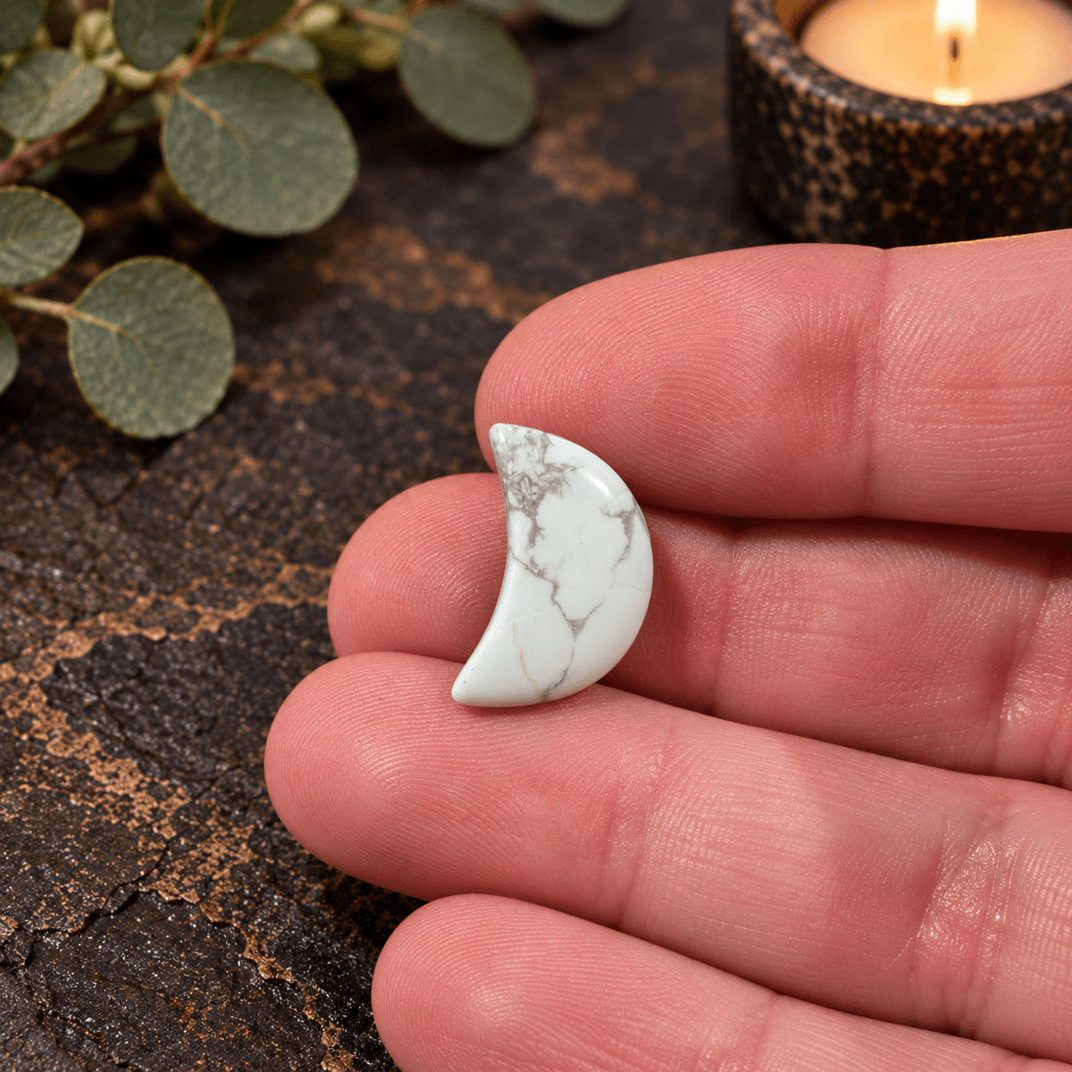 White Howlite 2cm Gemstone Moon