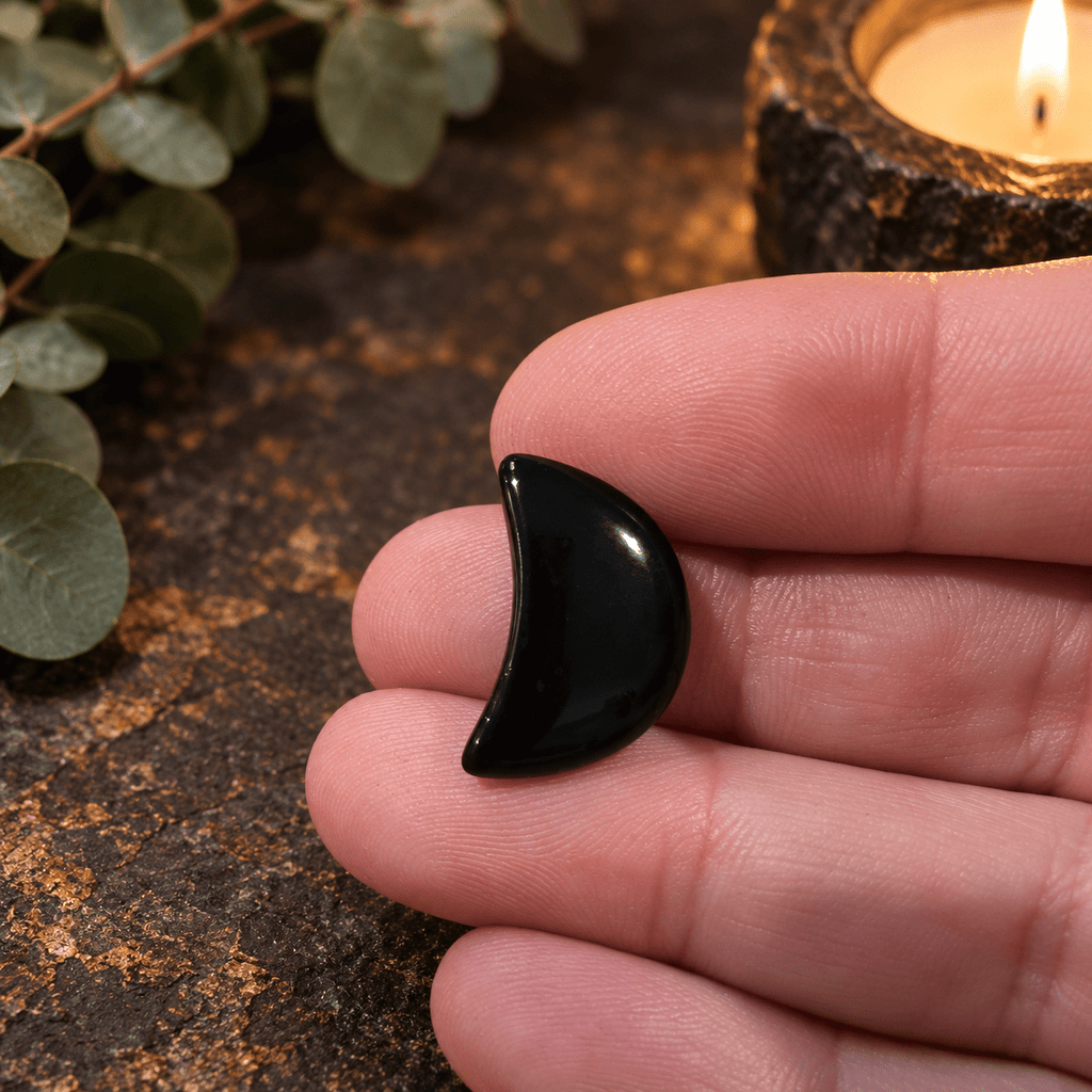 Black Obsidian 2cm Gemstone Moon