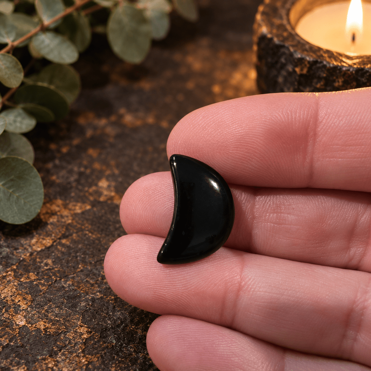 Black Obsidian 2cm Gemstone Moon