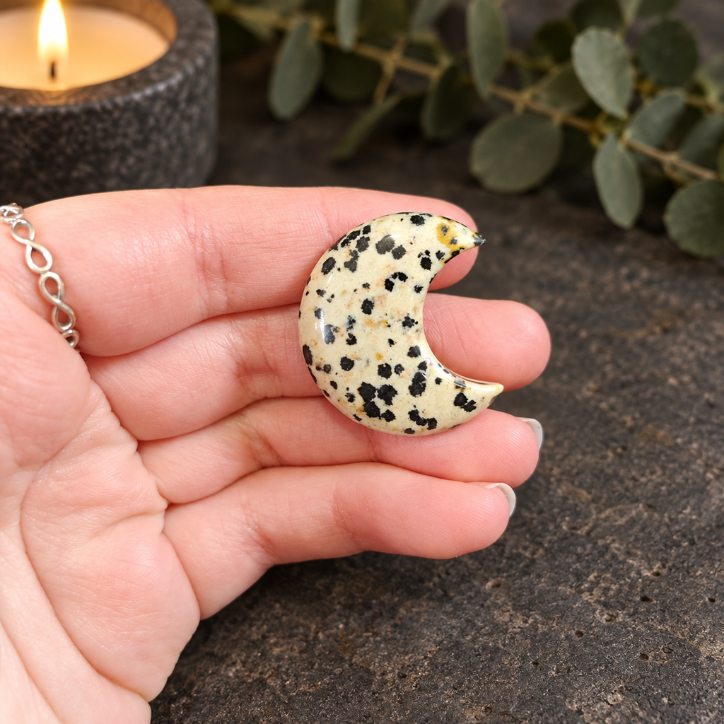 3cm Dalmatian Jasper Gemstone Moon