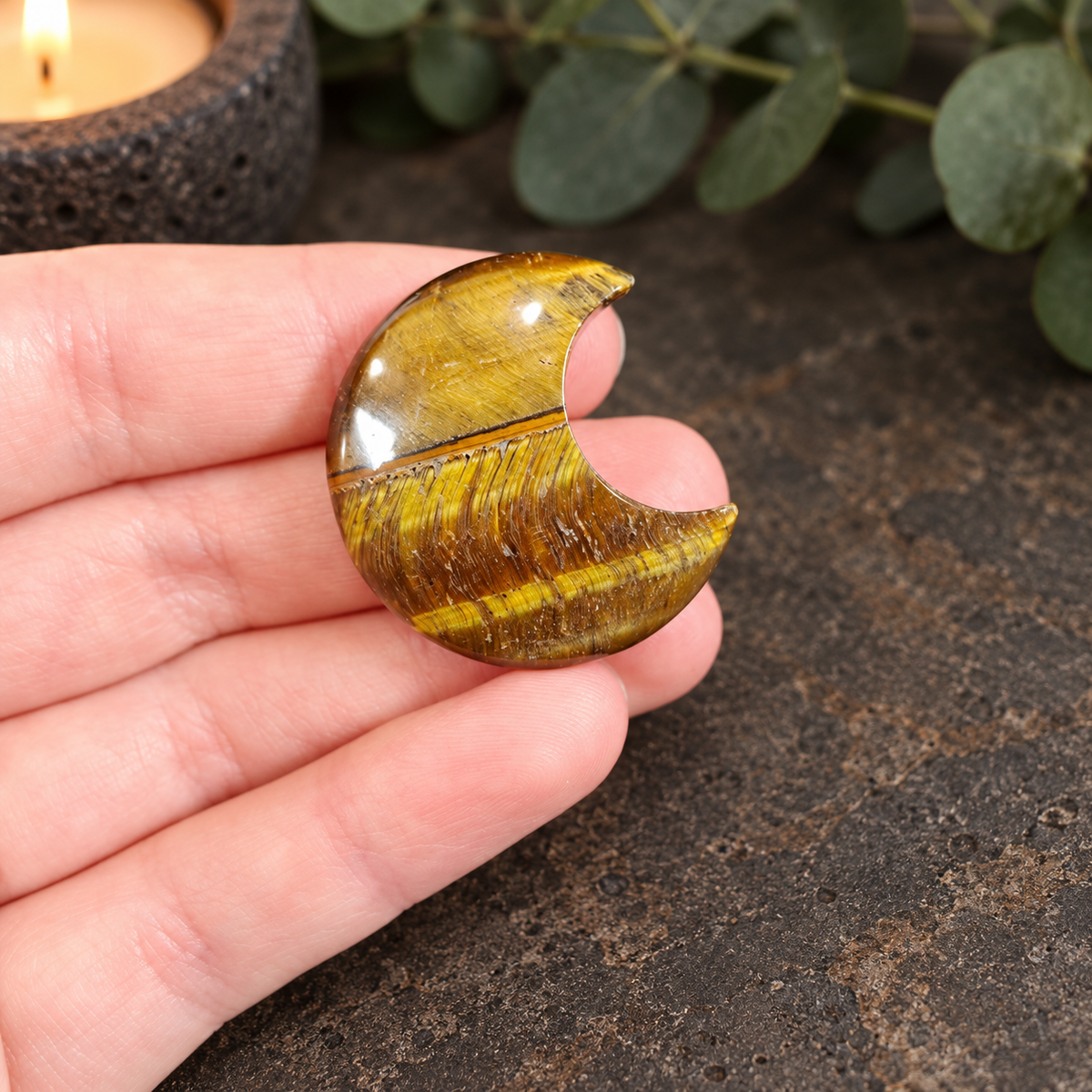 3cm Tiger Eye Gemstone Moon