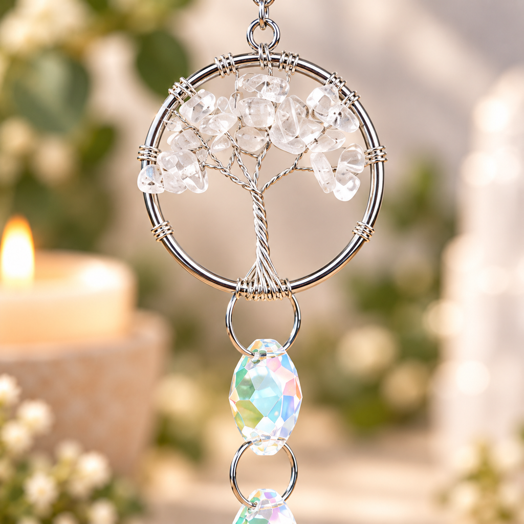 Clear Quartz Tree of Life Suncatcher