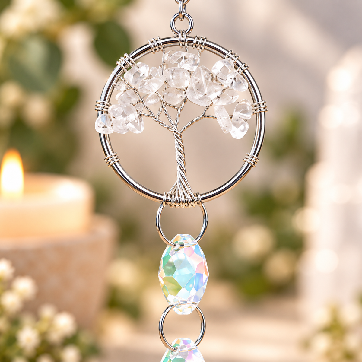 Clear Quartz Tree of Life Suncatcher