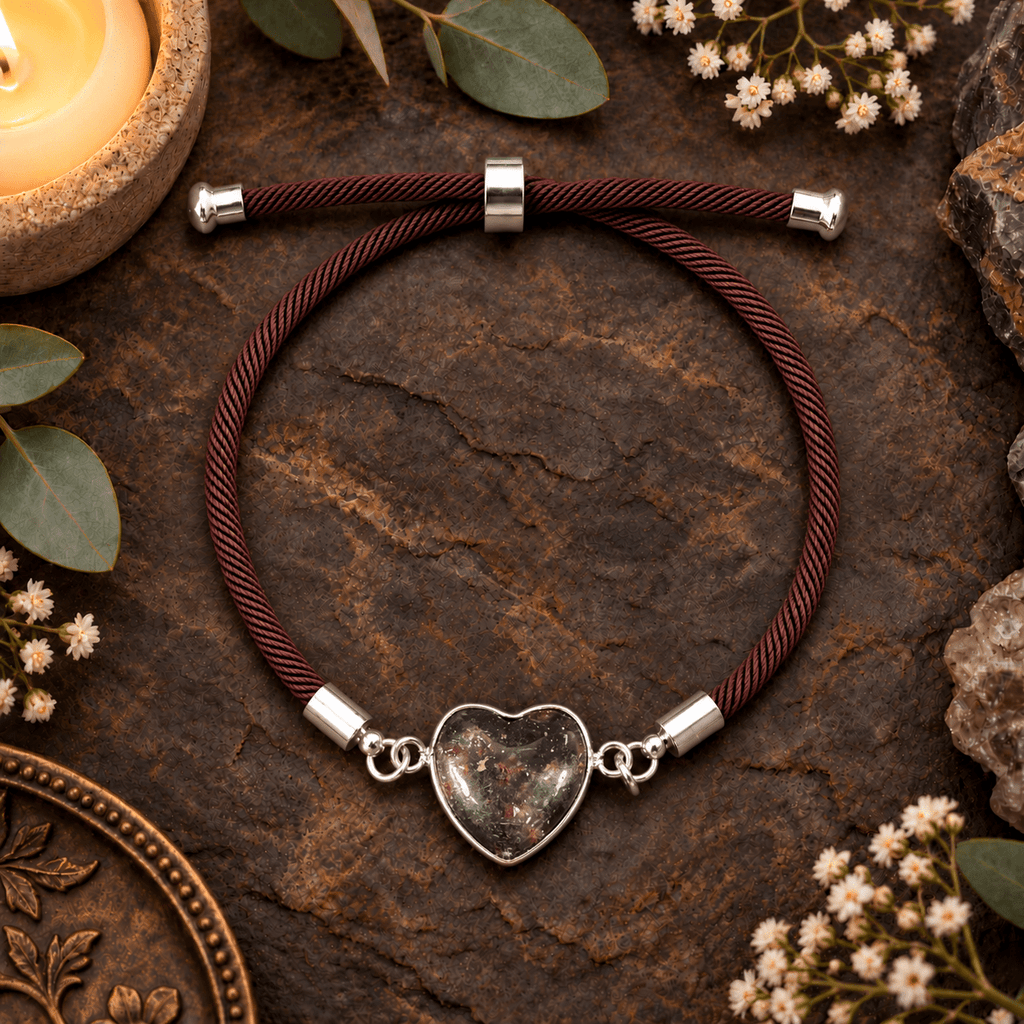 Adjustable Garnet Heart Bracelet / Silver