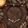Adjustable Garnet Heart Bracelet / Silver