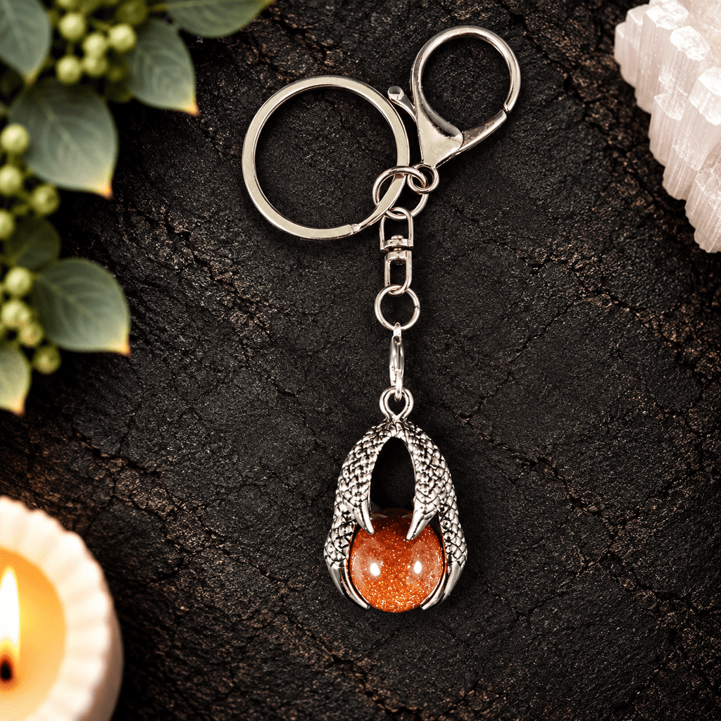 Goldstone Dragon Claw Gemstone Keyring