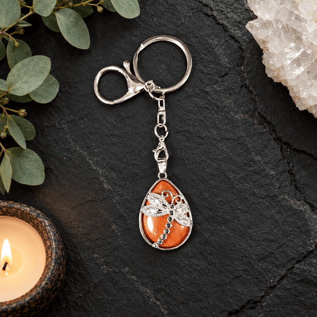 Red Jasper Dragonfly Gemstone Keyring