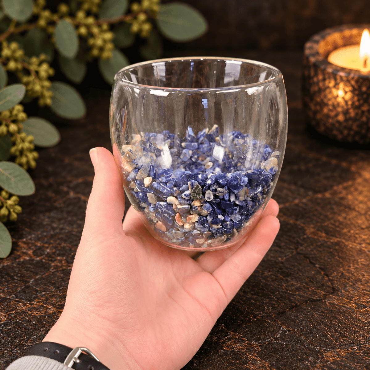 Sodalite 250ml Chip Double Wall Glass