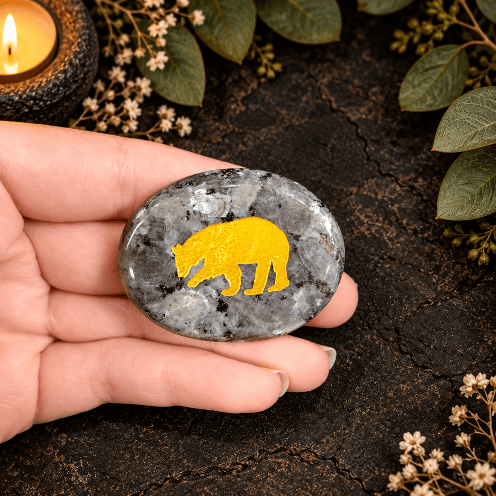 Gold Bear on Larvikite Palm