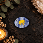 Gold Elephant on Sodalite Palm