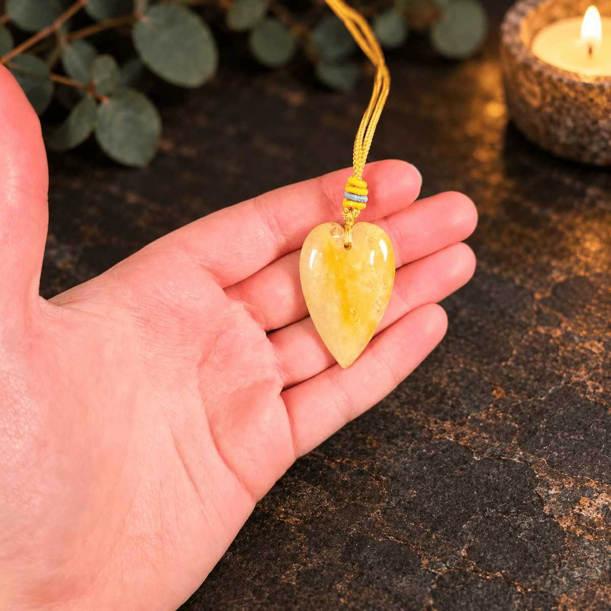 Yellow Aventurine 60cm Adjustable Heart Necklace