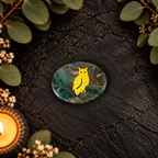 Gold Owl on Ocean Jasper Palm